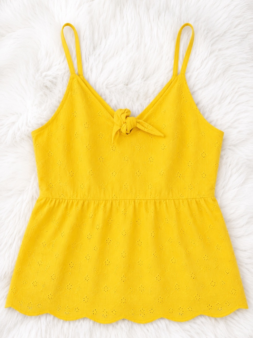 Torrid Yellow Eyelet Peplum Tank Top – Size 1 (14/16) NWT 🌼